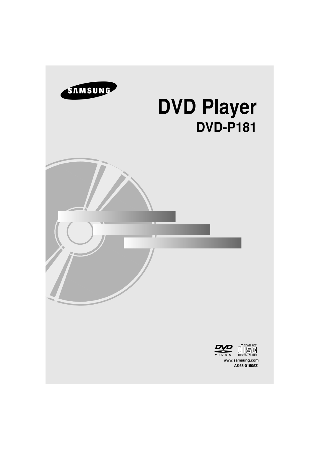 Samsung DVD-P181/XEC, DVD-P181/EDC, DVD-P181/MEA, DVD-P181/AFR manual DVD Player, AK68-01505Z 