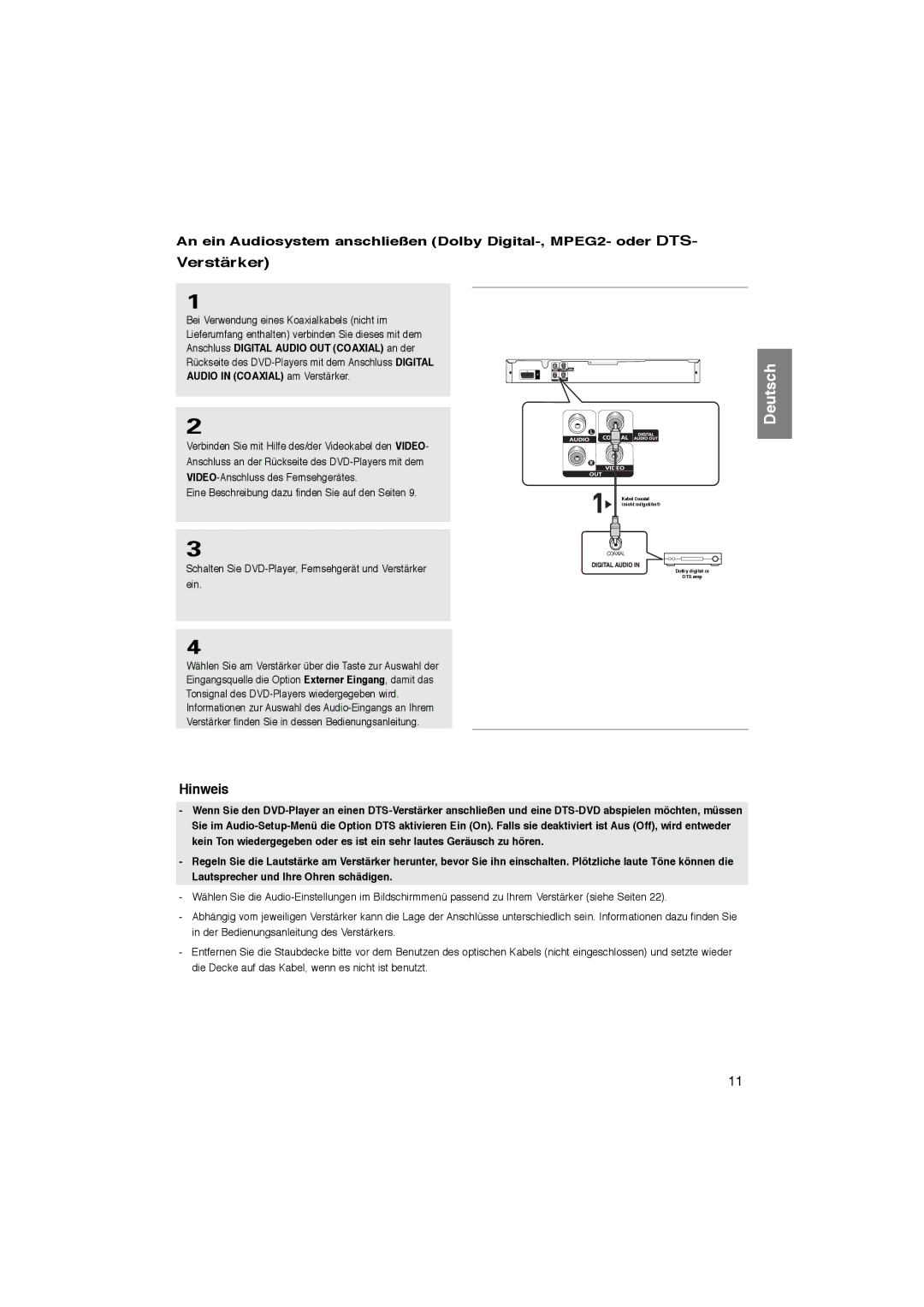 Samsung DVD-P181/XEO, DVD-P181/EDC, DVD-P181/XEC, DVD-P181/XEE manual Verstärker 