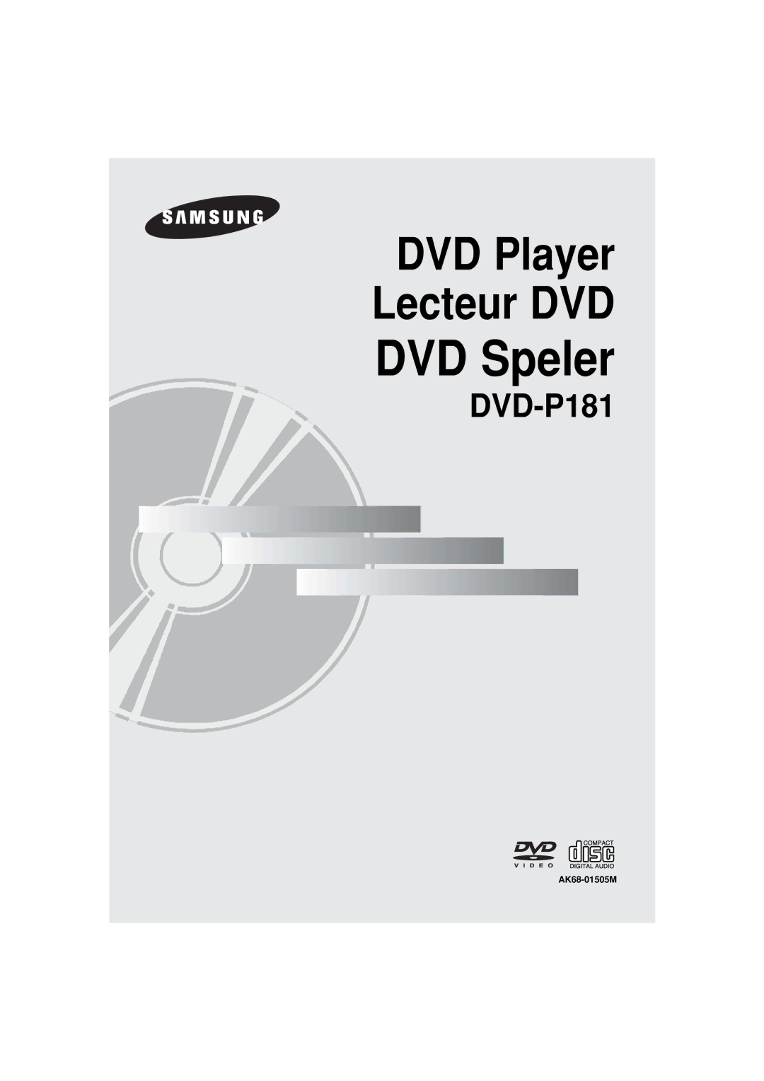 Samsung DVD-P181/XEL, DVD-P181/EDC manual DVD Speler, AK68-01505M 