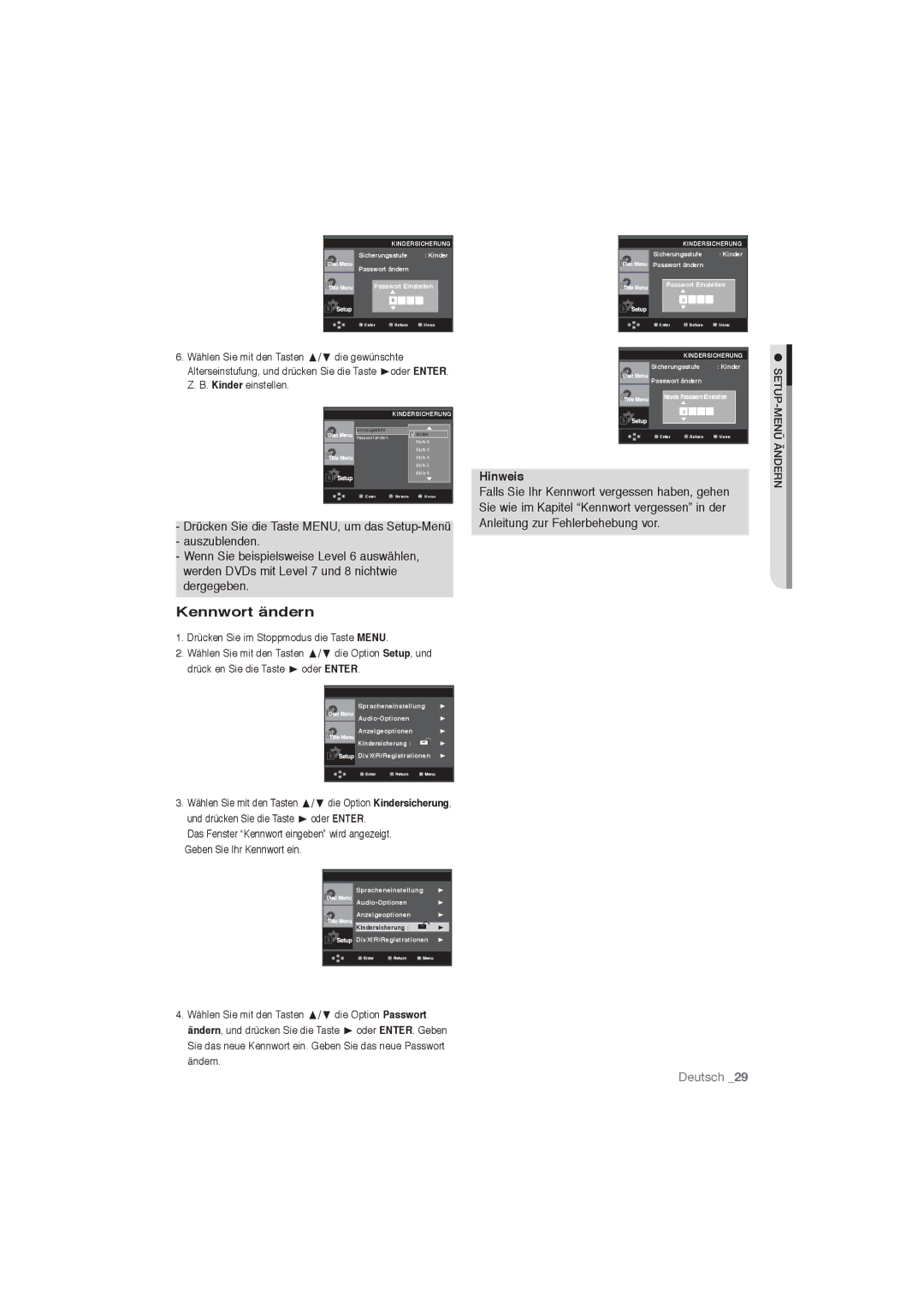 Samsung DVD-P191/XEL, DVD-P191/EDC manual Kennwort ändern 