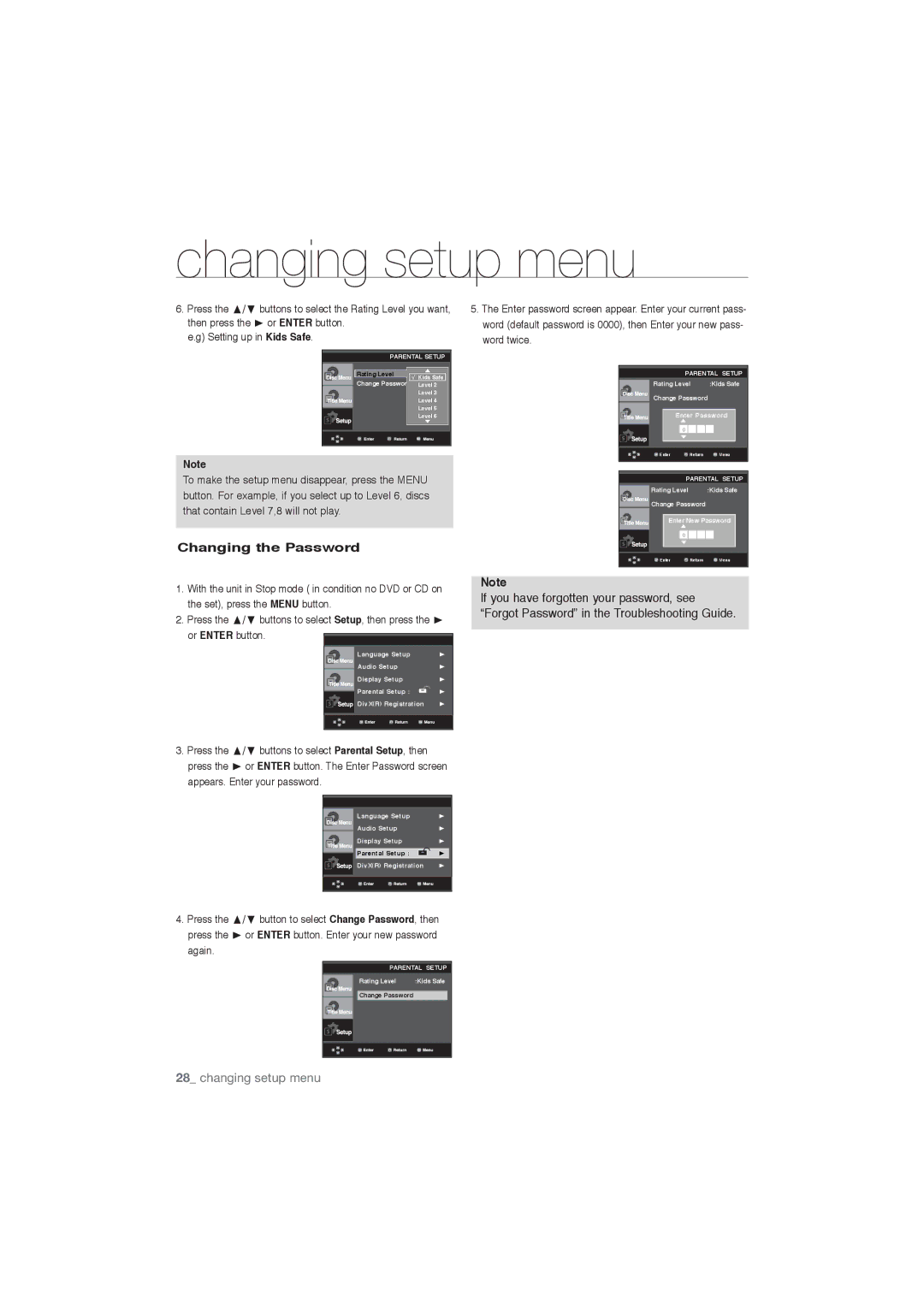 Samsung DVD-P191/EDC, DVD-P191/XEL manual Changing the Password 