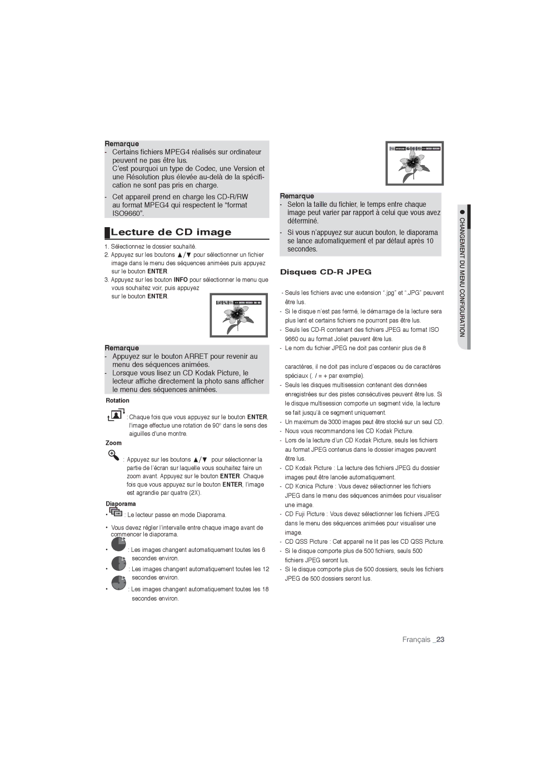 Samsung DVD-P191/XEL, DVD-P191/EDC manual Lecture de CD image, Disques CD-R Jpeg, Diaporama 