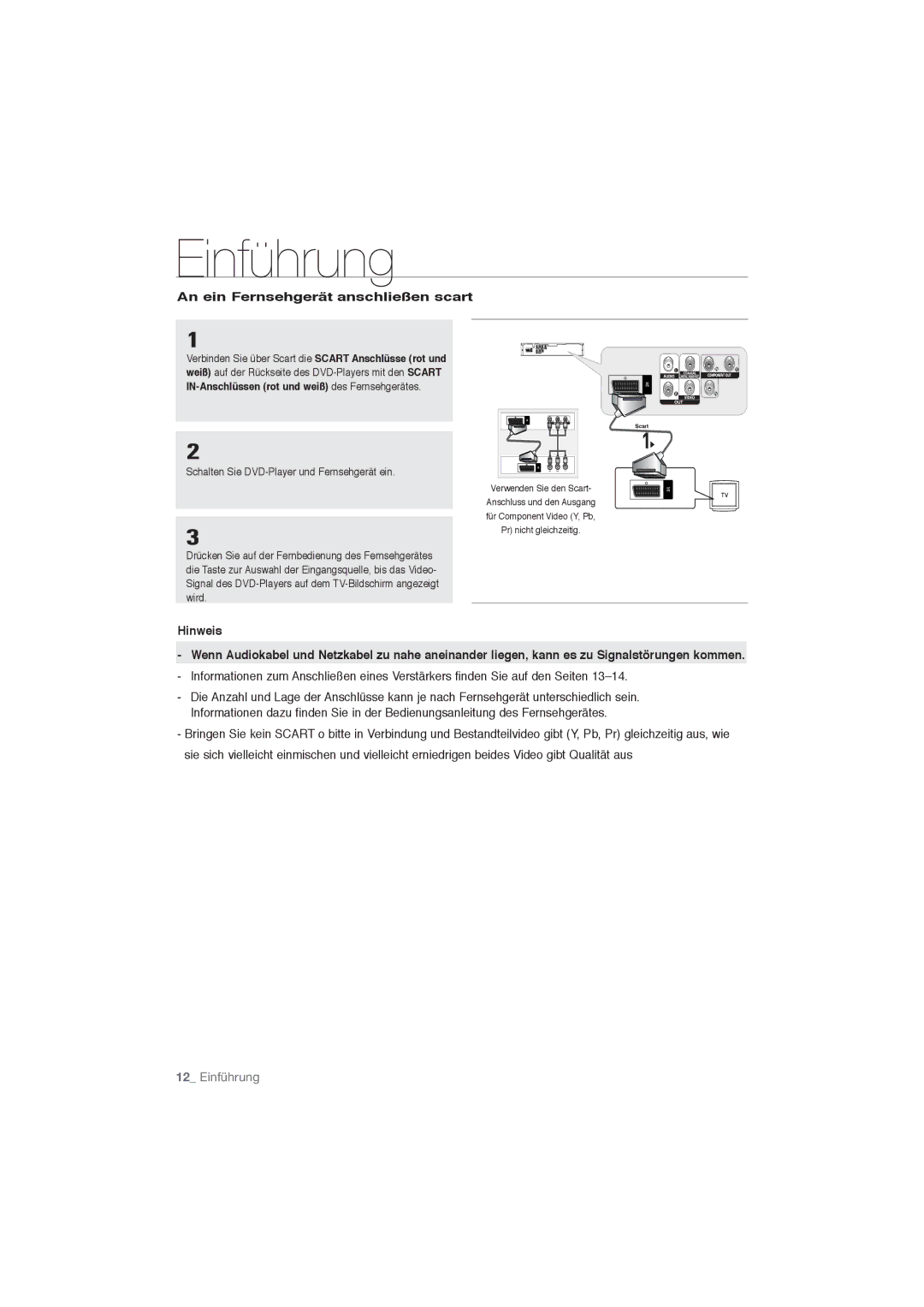 Samsung DVD-P390/XER, DVD-P191/EDC, DVD-P390/EDC, DVD-P191/XEL, DVD-P390/XEL manual An ein Fernsehgerät anschließen scart 