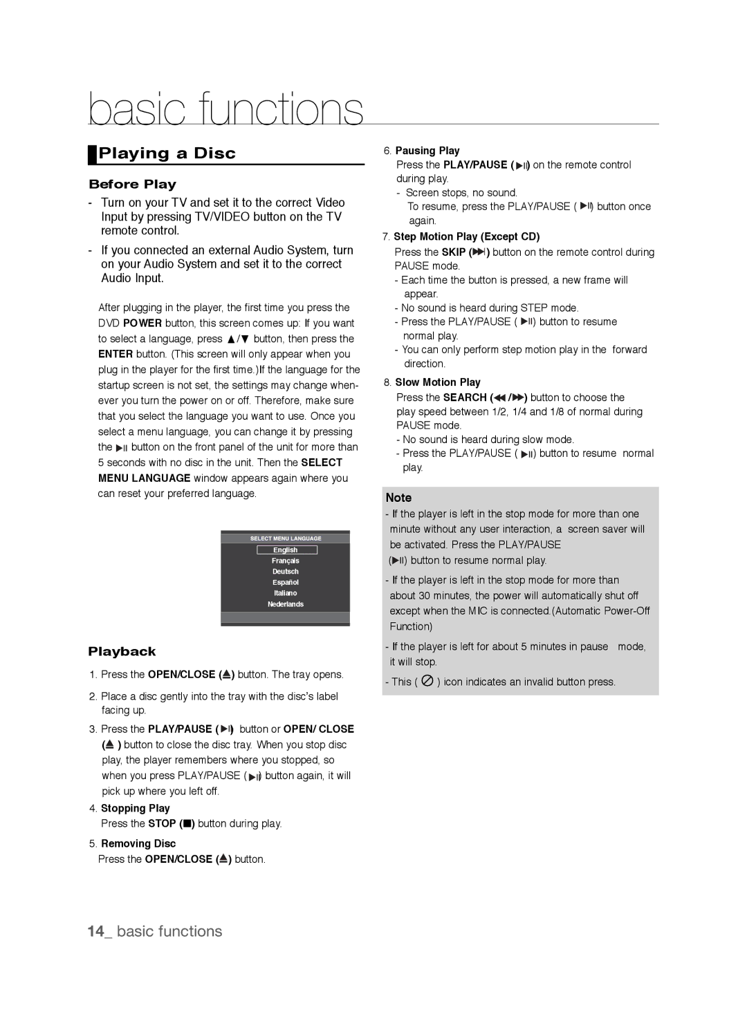 Samsung DVD-P191K user manual Playing a Disc, Before Play, Playback 