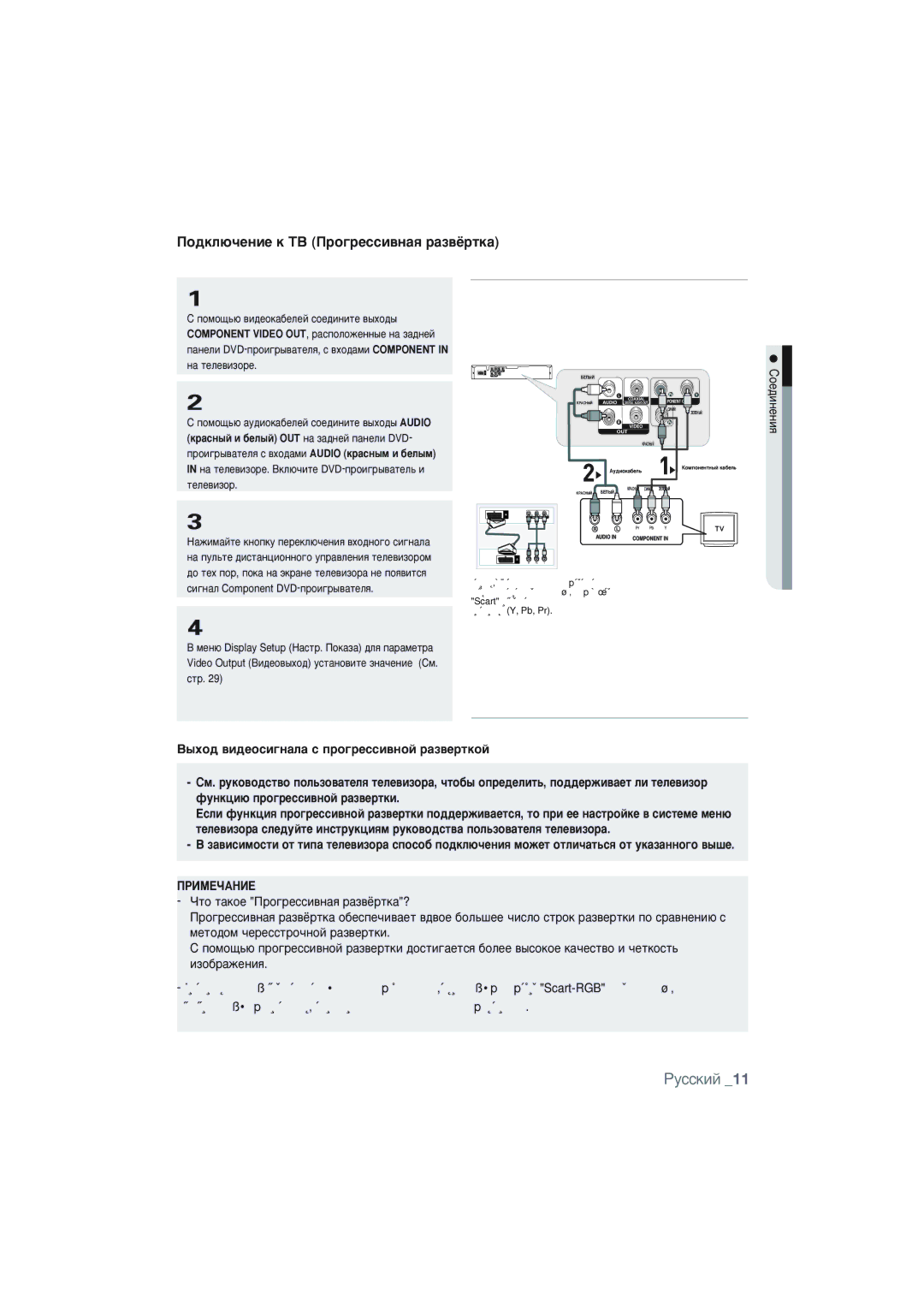 Samsung DVD-P191K/XER manual ÈÓ‰ÍÎ˛˜ÂÌËÂ Í íÇ èÓ„ÂÒÒË‚Ì‡ﬂ ‡Á‚ﬁÚÍ‡ 