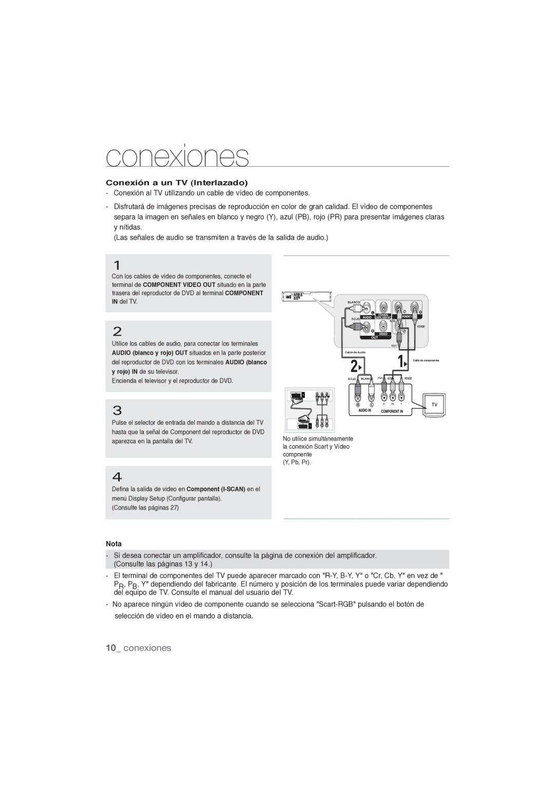 Samsung DVD-P191/XEC manual Conexiones, Conexión a un TV Interlazado 