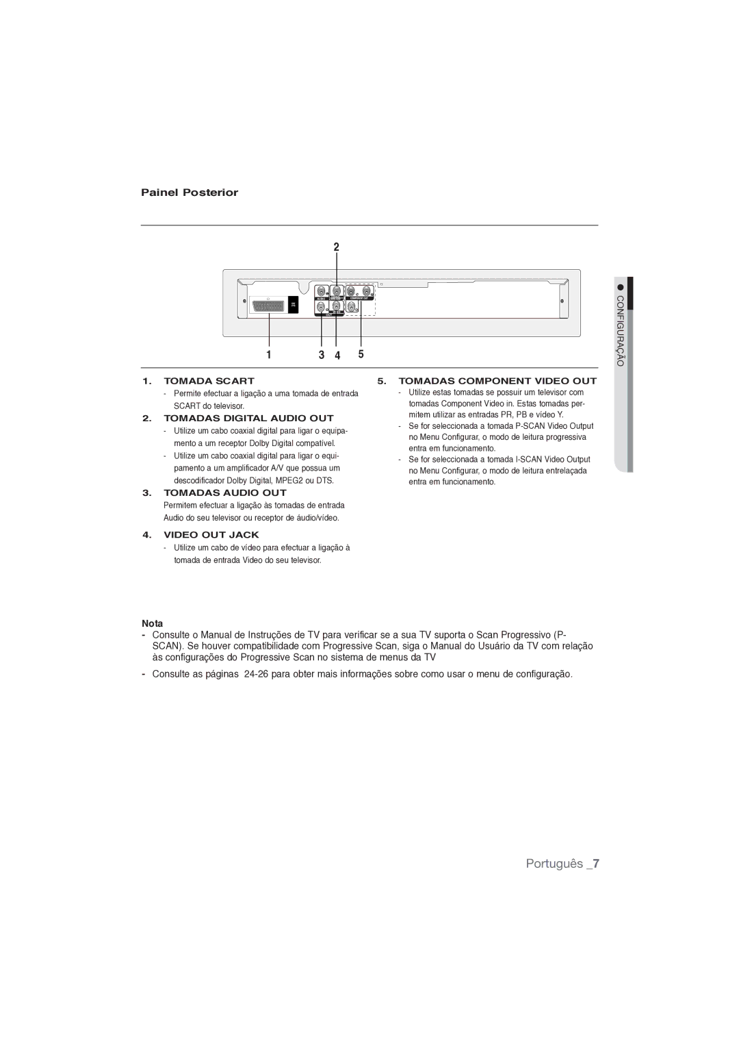 Samsung DVD-P191/XEC manual Painel Posterior 