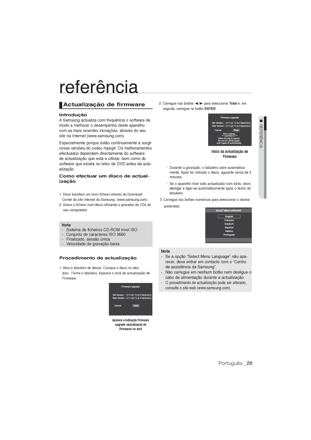 Samsung DVD-P191/XEC manual Actualização de firmware, Introdução, Como efectuar um disco de actual- ização, Firmware 