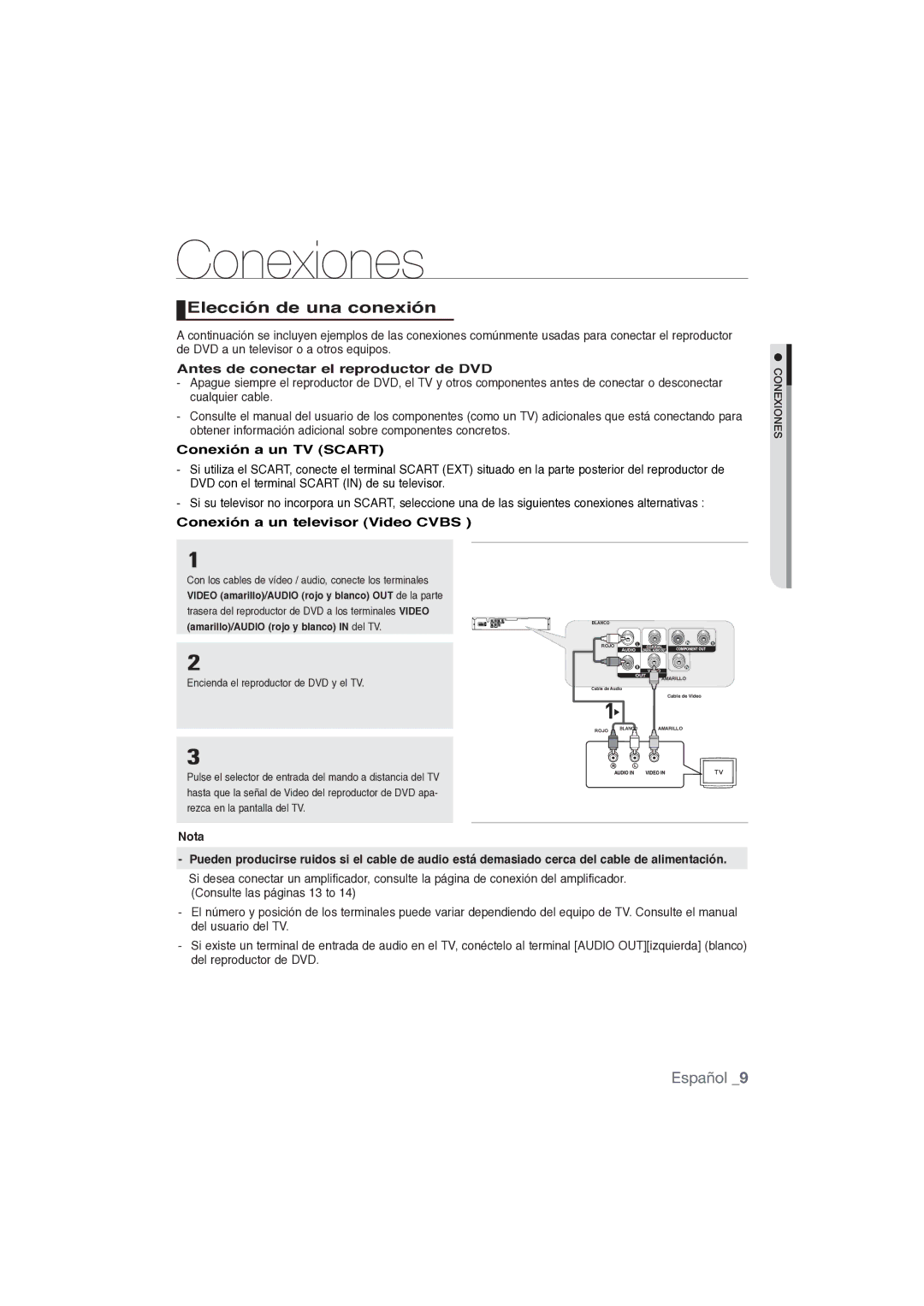 Samsung DVD-P191/XEC manual Elección de una conexión, Antes de conectar el reproductor de DVD 