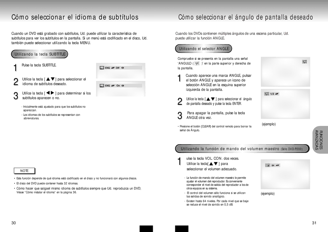 Samsung DVD-P210/XEC manual Cómo seleccionar el idioma de subtítulos 