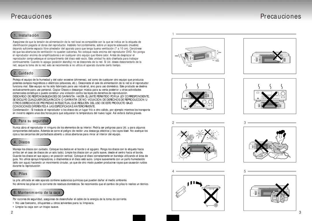 Samsung DVD-P210/XEC manual Precauciones 