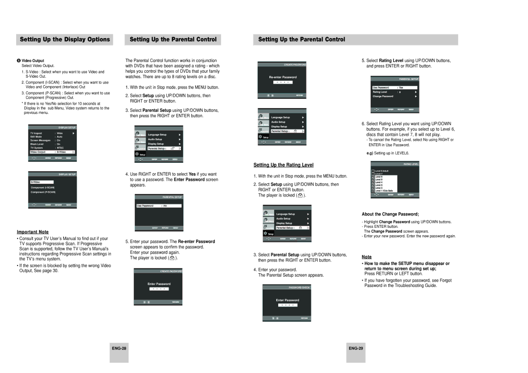 Samsung AK68-00435B, DVD-P248A manual Setting Up the Rating Level, About the Change Password 