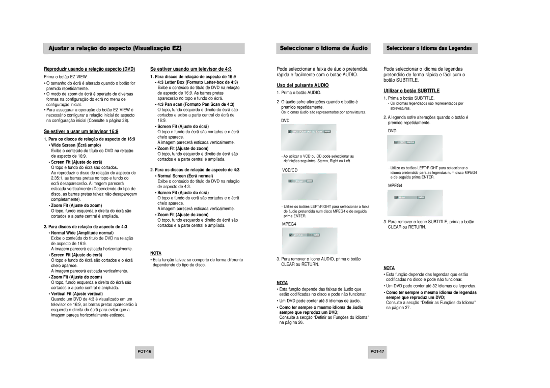 Samsung DVD-P249M/XEC manual Se estiver a usar um televisor, Se estiver usando um televisor de, Uso del pulsante Audio 