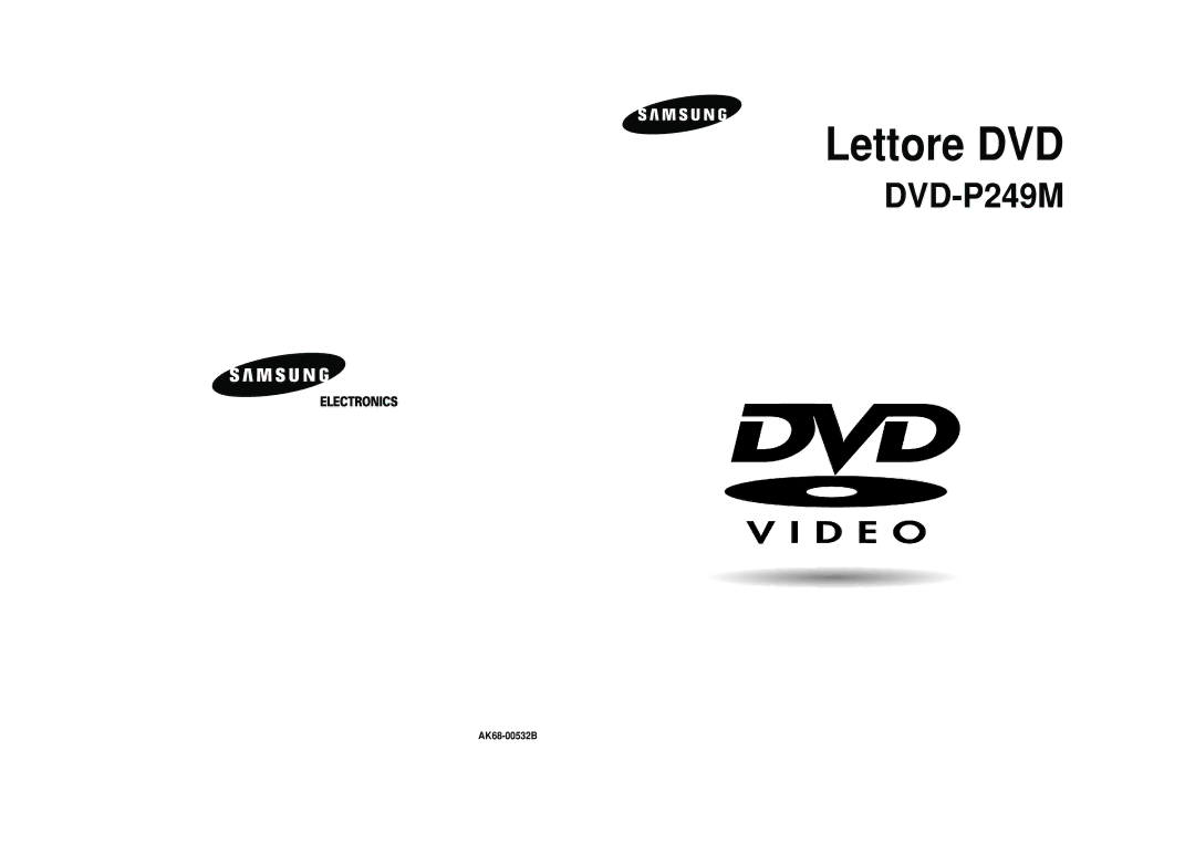 Samsung DVD-P249M/XET manual Lettore DVD, AK68-00532B 