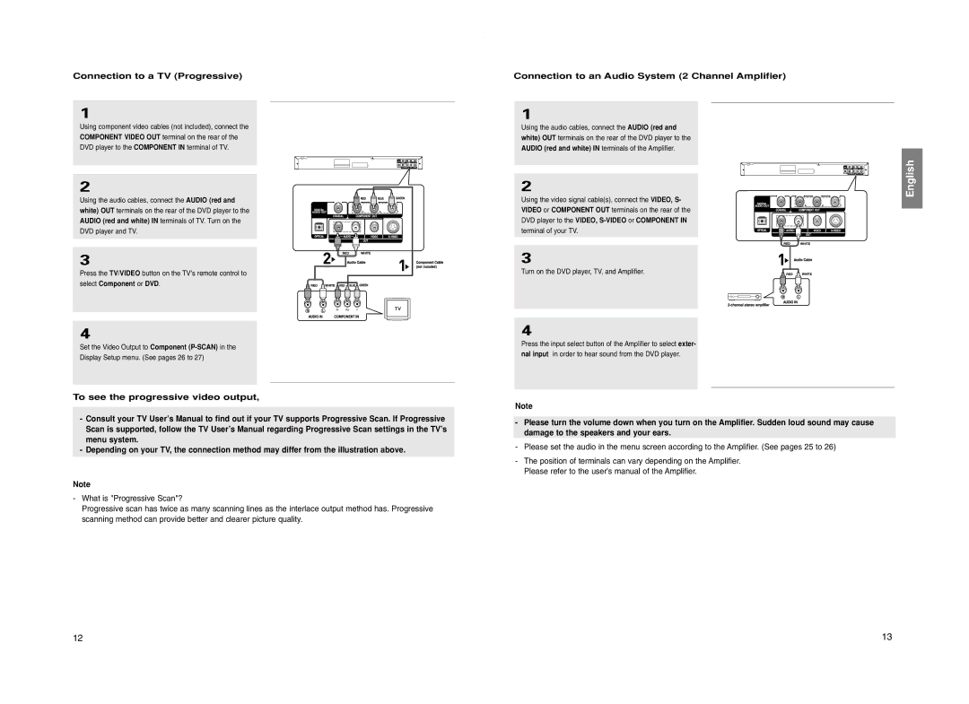 Samsung DVD-P260K manual Connection to a TV Progressive, To see the progressive video output 