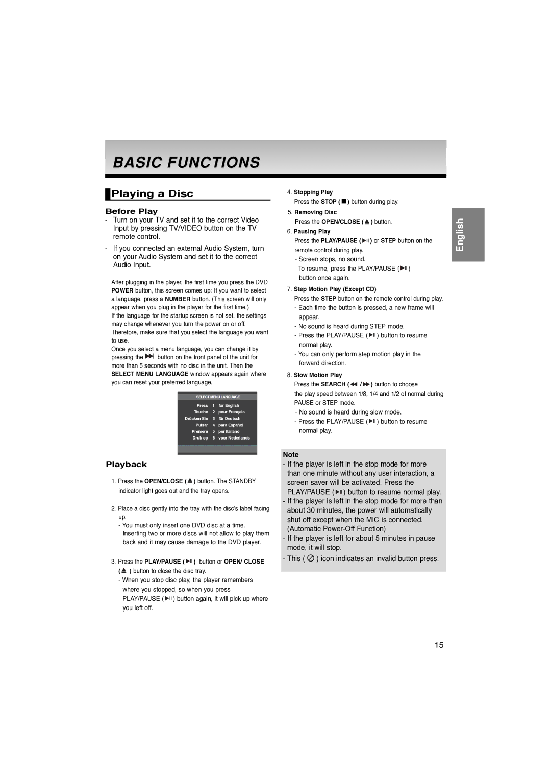 Samsung DVD-P260K/AFR manual Basic Functions, Playing a Disc, Before Play, Playback 