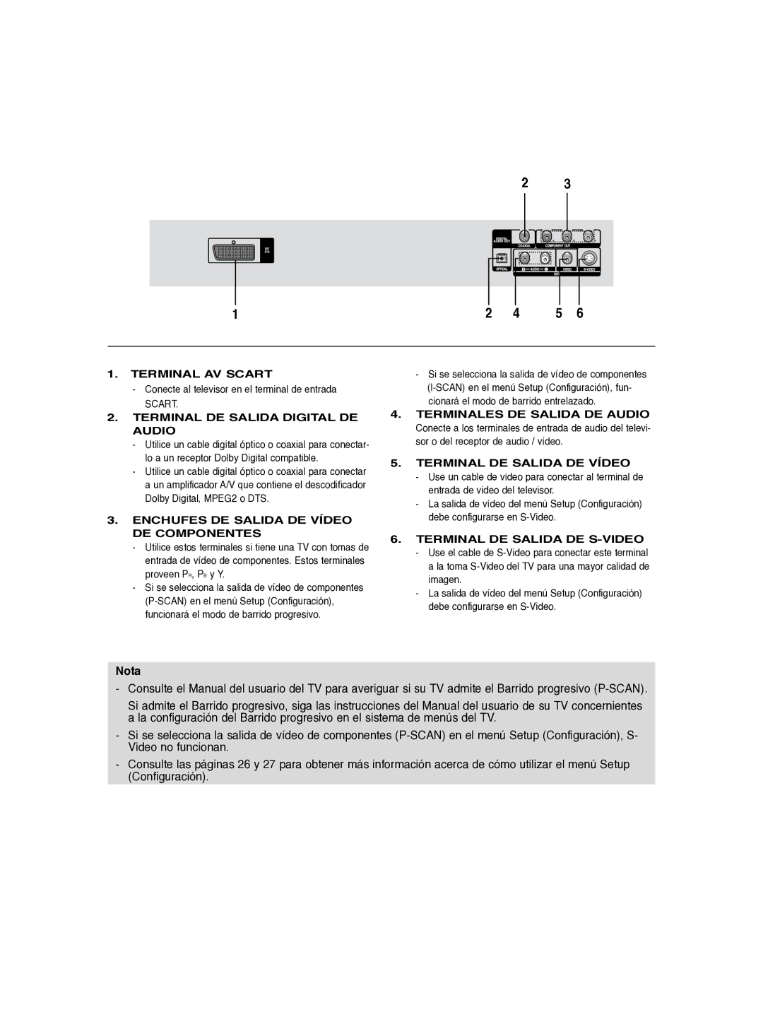 Samsung DVD-P260K/AFR manual Nota, Conecte al televisor en el terminal de entrada 