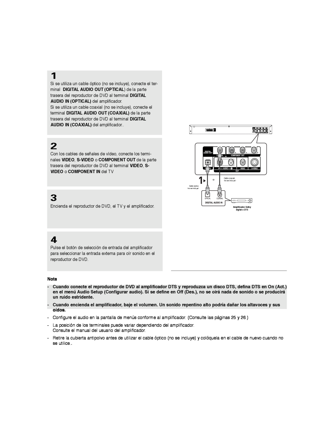 Samsung DVD-P260K/AFR manual Nota 