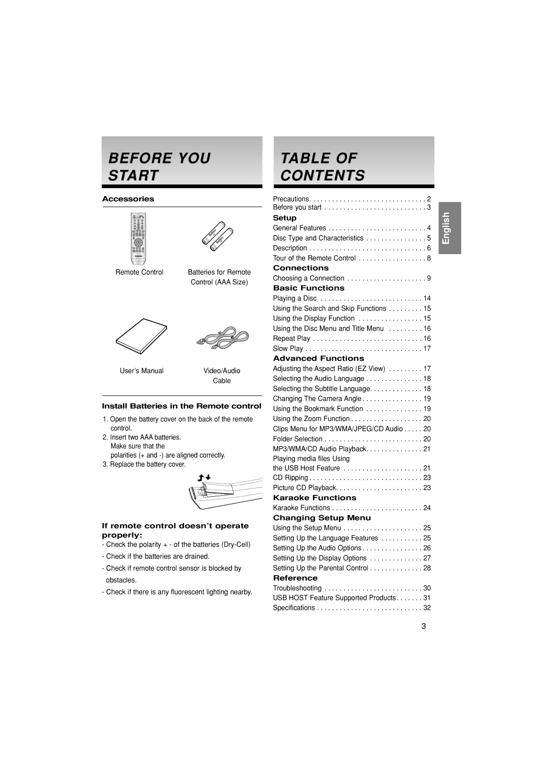 Samsung DVD-P280K manual Before YOU Start, Contents 