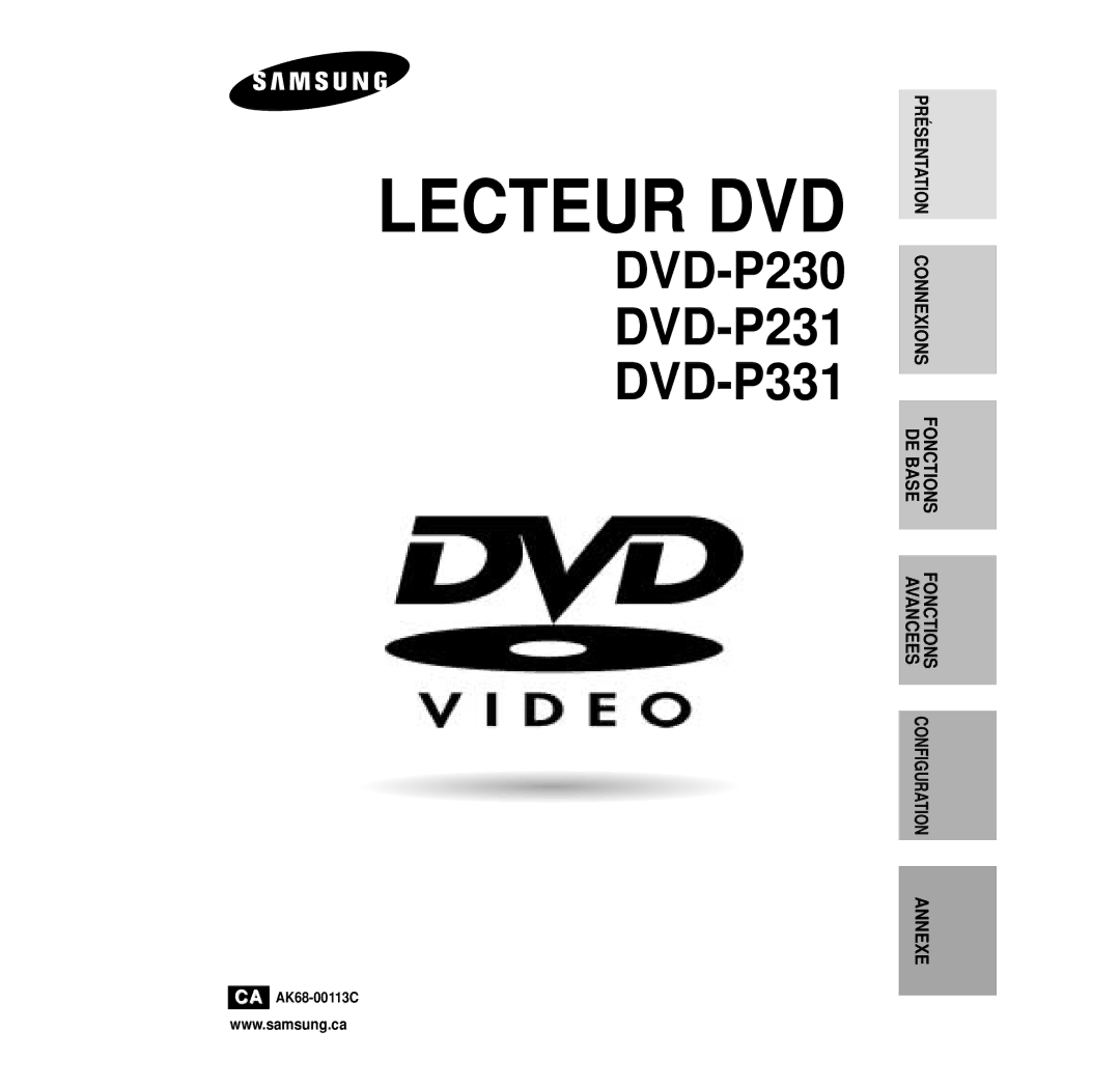 Samsung DVD-P231, DVD-P331 manual Connexions, DE Base Fonctions Avancees, Annexe 