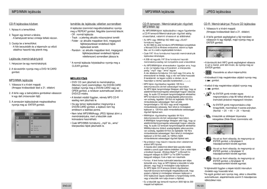 Samsung DVD-P345/XEL, DVD-P345/XEH manual MP3/WMA lejátszás Jpeg lejátszása, Válassza ki a kívánt mappát 