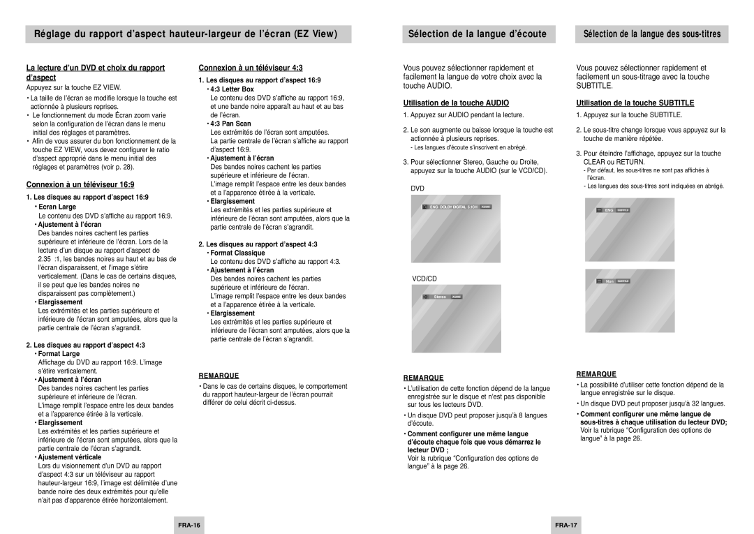 Samsung DVD-P345/XEL manual La lecture d’un DVD et choix du rapport d’aspect, Connexion à un téléviseur 