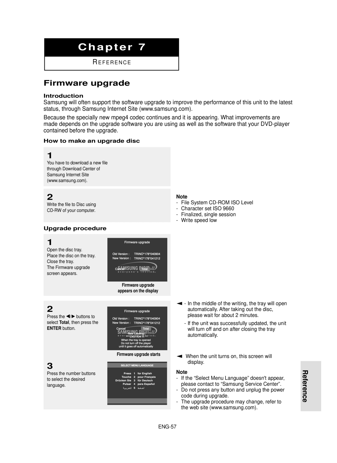 Samsung DVD-P350K/AND, DVD-P350K/AFR manual Firmware upgrade, Introduction, How to make an upgrade disc, Upgrade procedure 