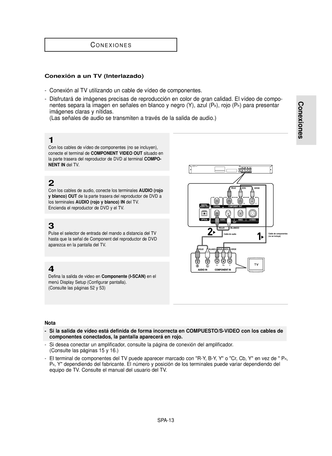 Samsung DVD-P350K/AFR manual Imágenes claras y nítidas, Conexiones, Conexió n a un TV Interlazado 