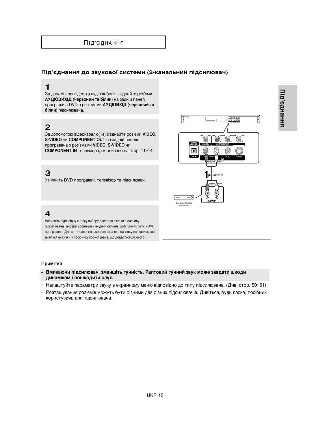 Samsung DVD-P350K/XEV manual ¥‰’π‰Ì‡ÌÌﬂ ‰Ó Á‚ÛÍÓ‚Óª Òëòúâïë 2-Í‡Ì‡Î¸ÌËÈ Ô¥‰ÒËÎ˛‚‡˜ 