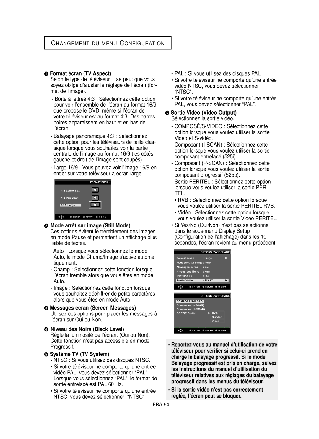 Samsung DVD-P355 manual Format é cran TV Aspect, Systé me TV TV System 