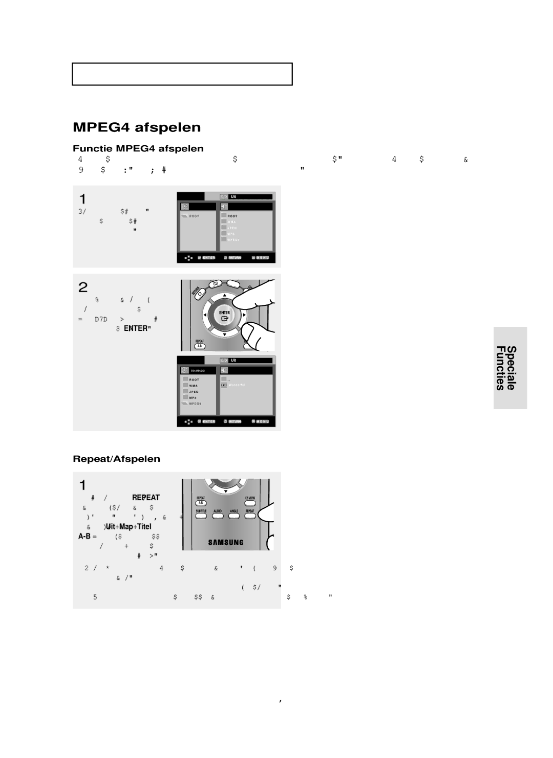 Samsung DVD-P355 manual Functie MPEG4 afspelen, Repeat/Afspelen, NL-41 