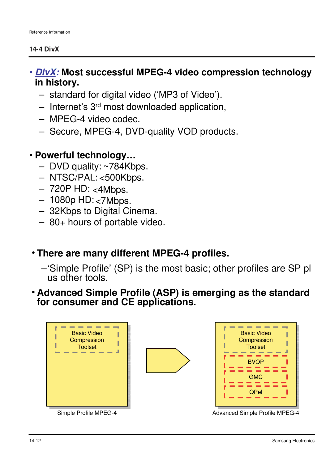 Samsung DVD-P355B/XEG, DVD-P355B/XEU, DVD-P355B/XEH, DVD-P355B/XET Powerful technology…, Advanced Simple Profile MPEG-4 