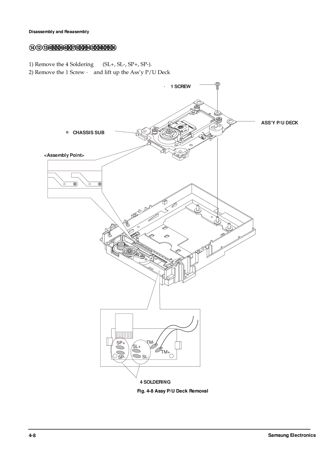 Samsung DVD-P355B/XEU, DVD-P355B/XEH, DVD-P355B/XEG, DVD-P355B/XET, DVD-P355B/XEE, DVD-P355B/XEL Assy P/U Deck Removal 