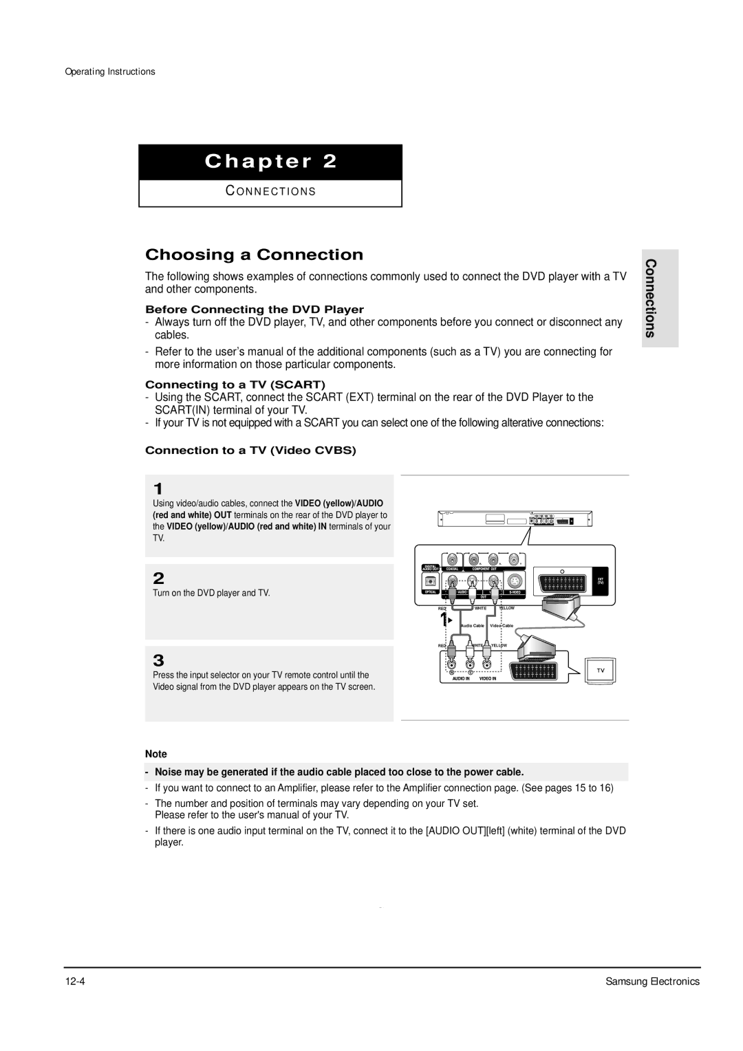 Samsung DVD-P355B/XEU, DVD-P355B/XEH Choosing a Connection, Before Connecting the DVD Player, Connecting to a TV Scart 