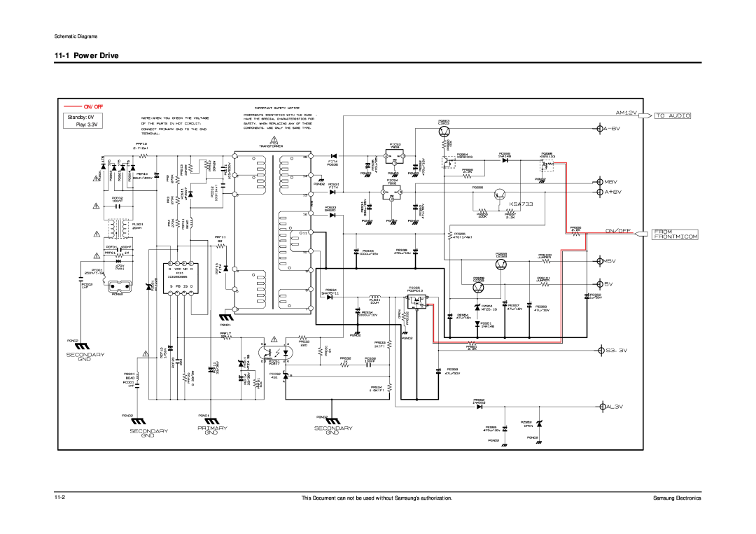 Samsung DVD-P355B/FOU, DVD-P355B/XEU, DVD-P355B/XEH, DVD-P355B/XEG Power Drive, On/ Off, Schematic Diagrams, 11-2 