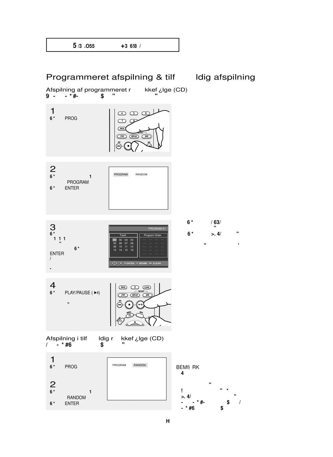 Samsung DVD-P355/XEE Programmeret afspilning & tilfældig afspilning, Afspilning af programmeret rækkefølge CD, DEN-26 