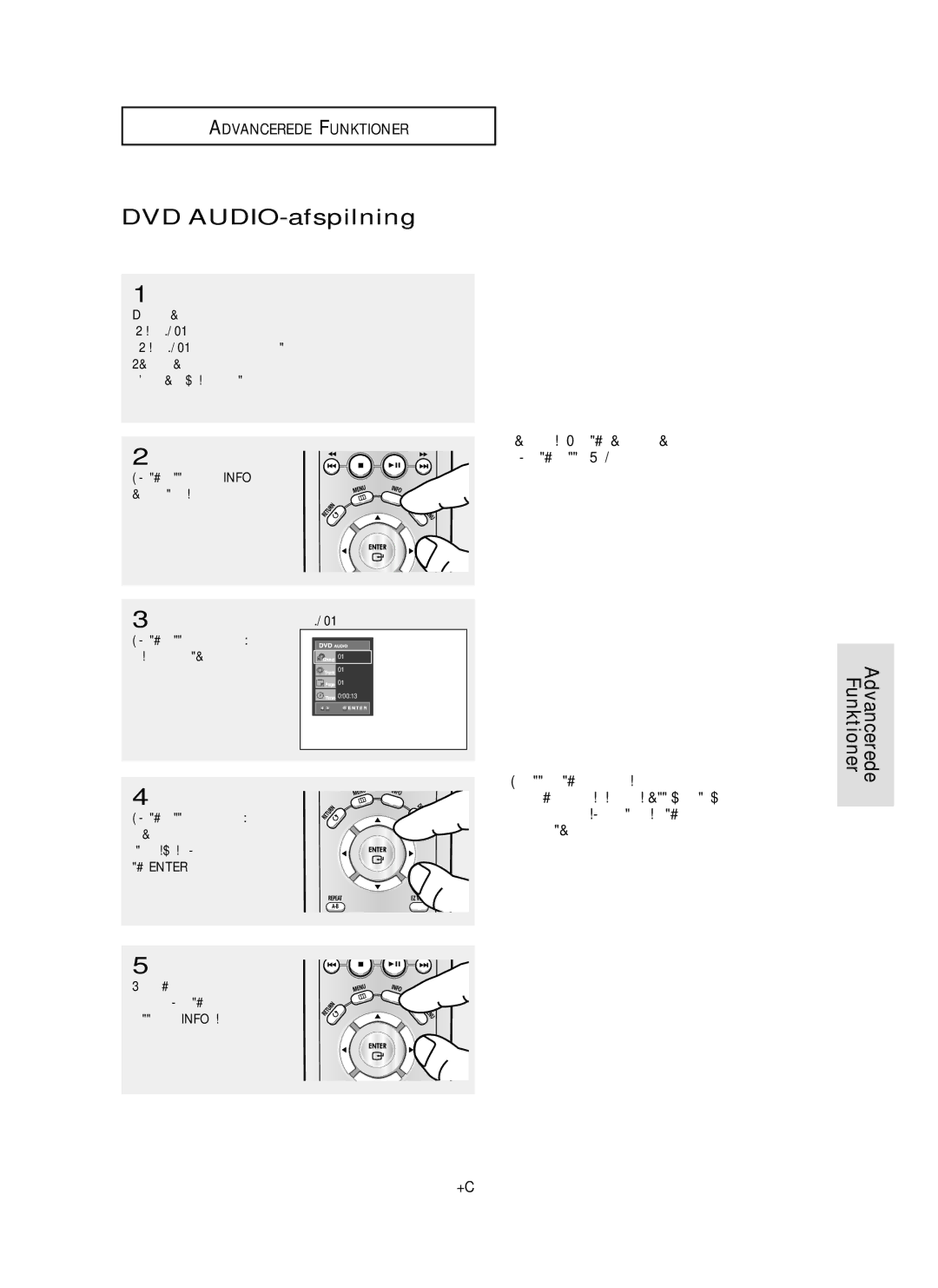 Samsung DVD-P355/XEE manual DVD AUDIO-afspilning, Ønsket tidspunkt, DEN-35, Åbn diskskuffen Læg DVD AUDIO-disken i bakken 