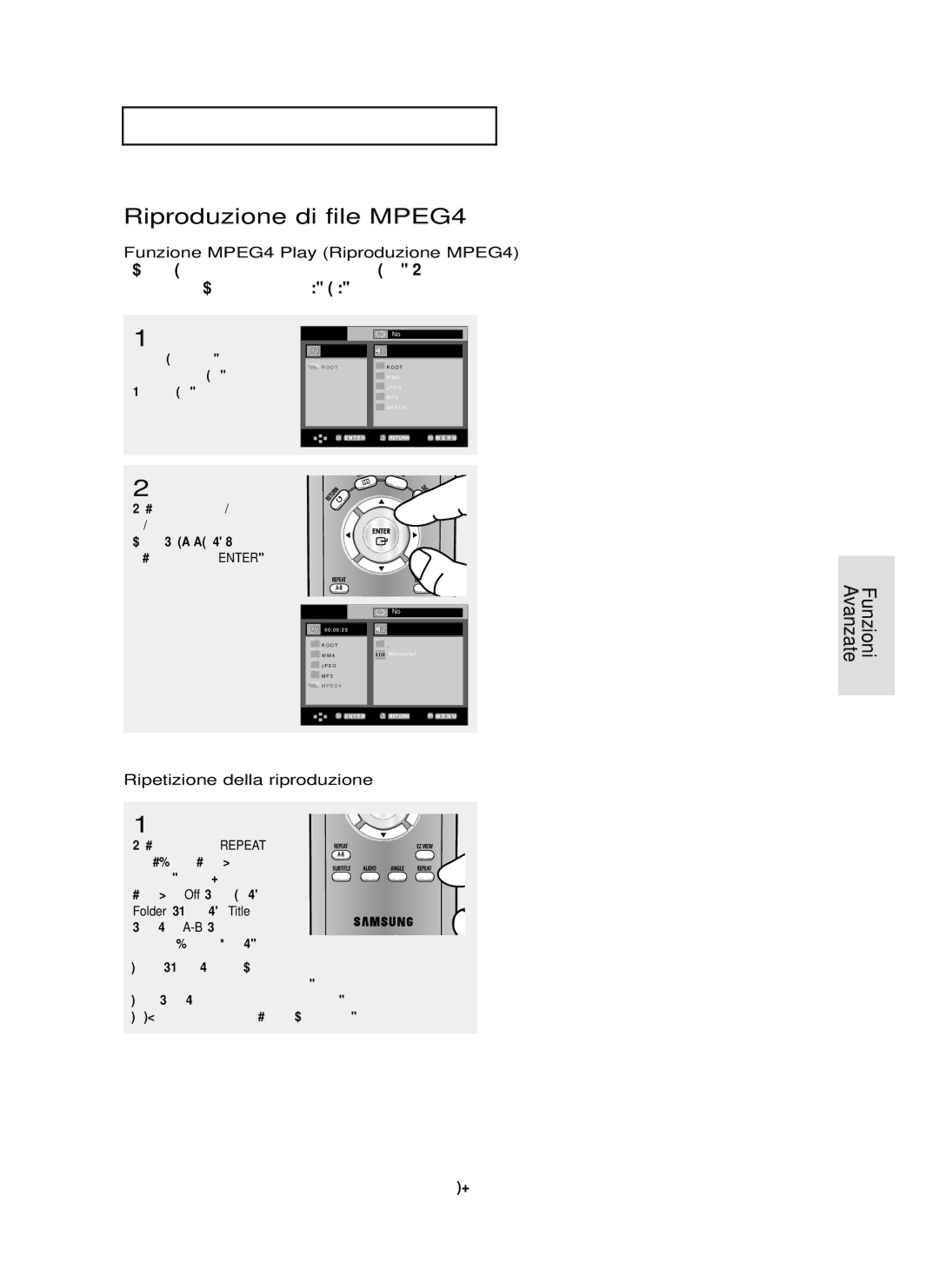 Samsung DVD-P355/XET Riproduzione di file MPEG4, Funzione MPEG4 Play Riproduzione MPEG4, Ripetizione della riproduzione 