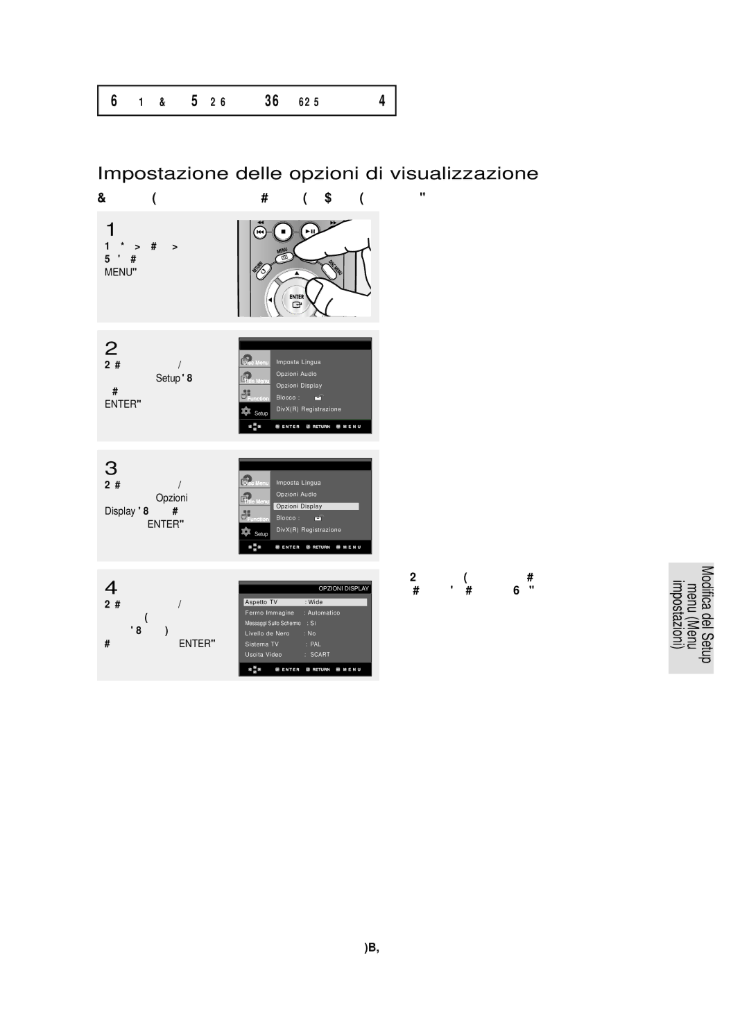 Samsung DVD-P355/XET manual Impostazione delle opzioni di visualizzazione, ITA-53 