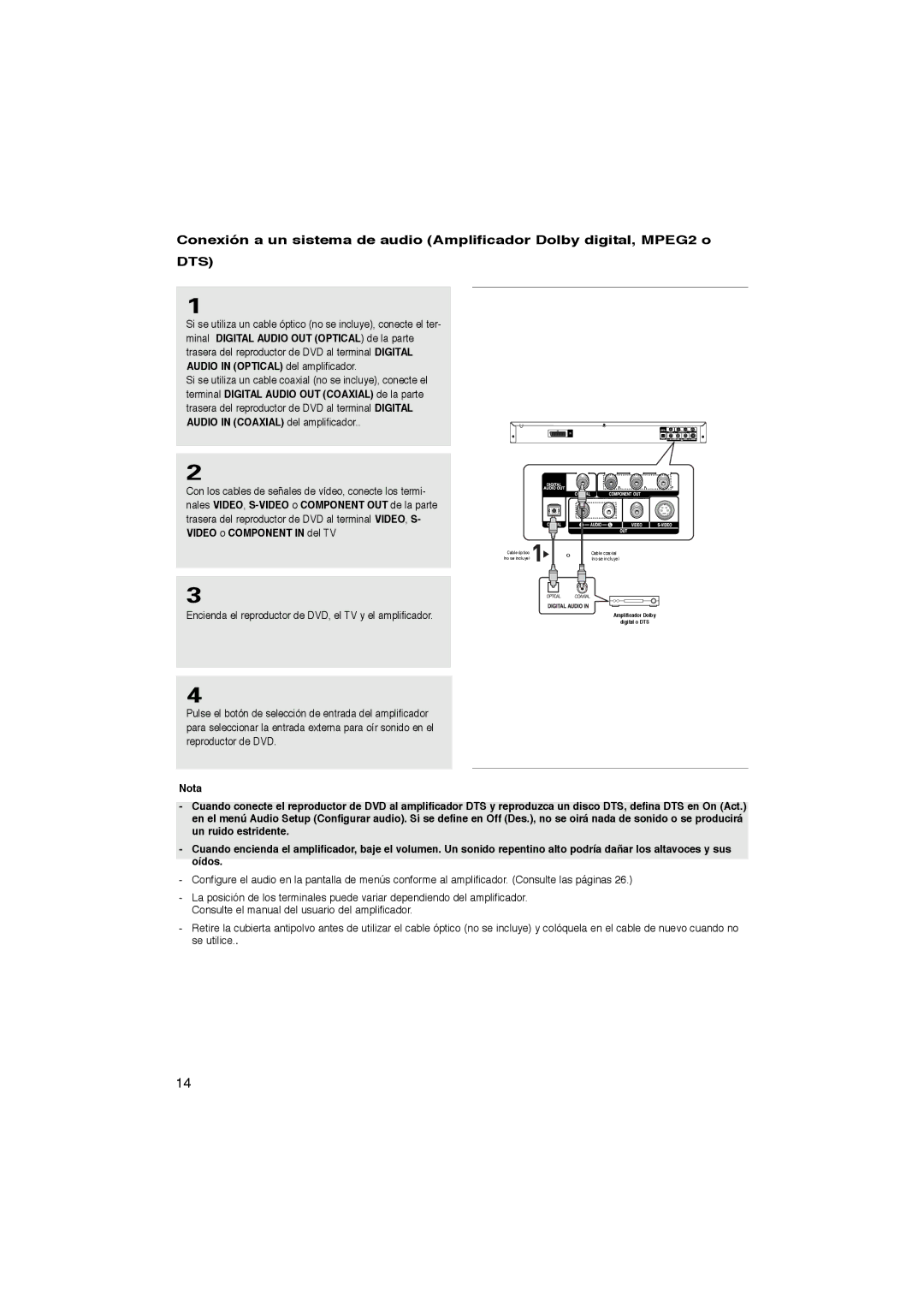 Samsung DVD-P365/AFR, DVD-P360/XEC, DVD-P365/XEC manual Dts, Nota 