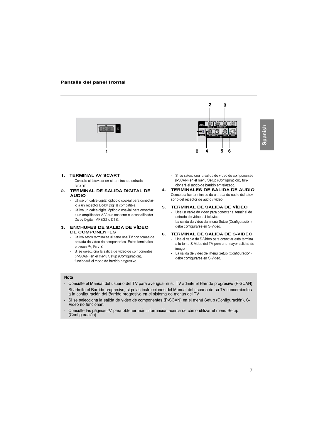 Samsung DVD-P365/XEC, DVD-P360/XEC, DVD-P365/AFR manual Nota, Conecte al televisor en el terminal de entrada 