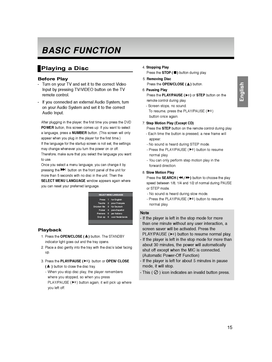 Samsung DVD-P365/XEH, DVD-P360/XEG, DVD-P360/XEC, DVD-P360/XEL manual Basic Function, Playing a Disc, Before Play, Playback 