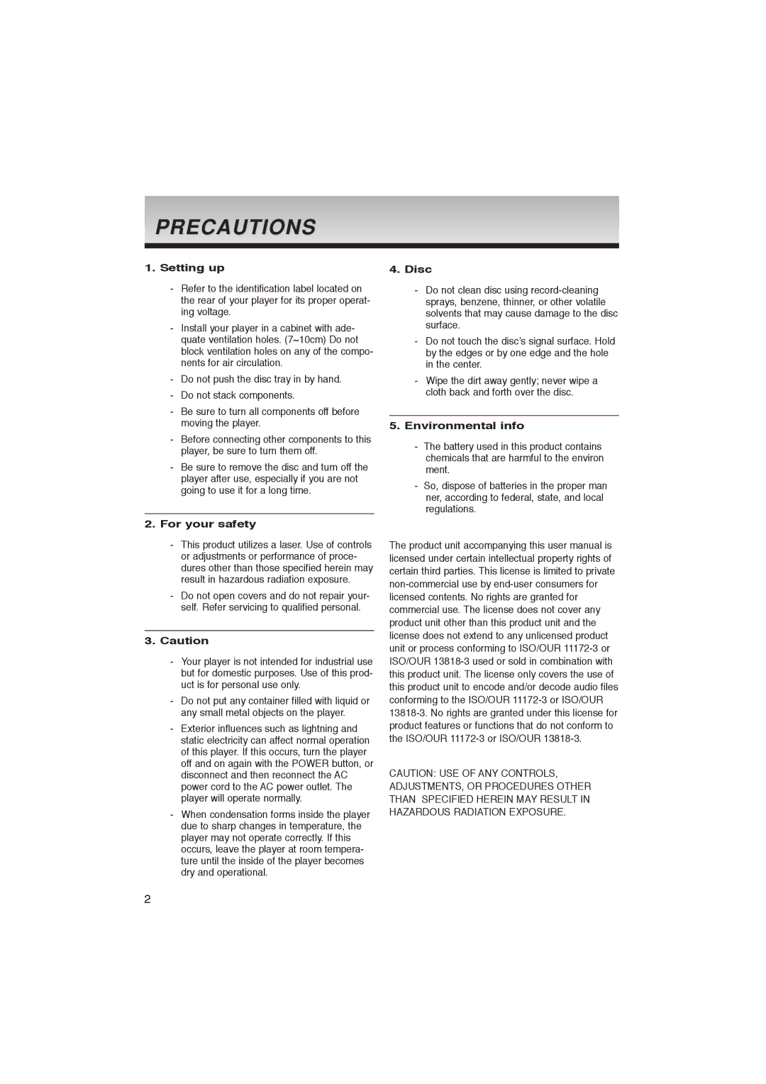 Samsung DVD-P365/XEC, DVD-P365/AFR manual Precautions 