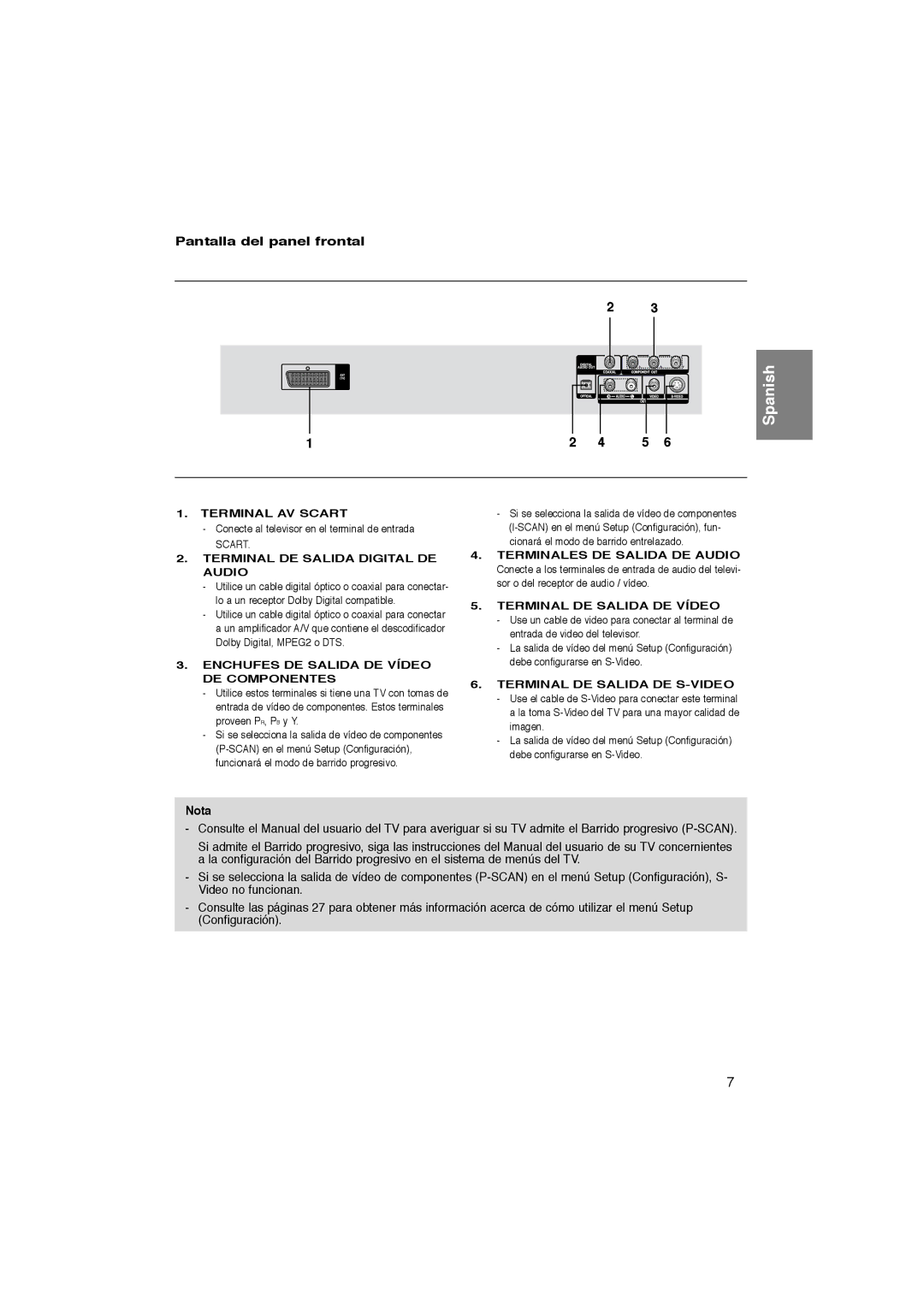 Samsung DVD-P365/AFR, DVD-P365/XEC manual Nota, Conecte al televisor en el terminal de entrada 