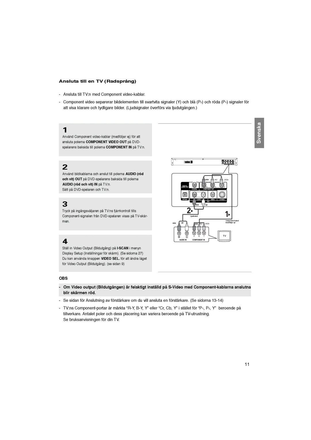 Samsung DVD-P365/XEE manual Ansluta till en TV Radsprång, Se bruksanvisningen för din TV 