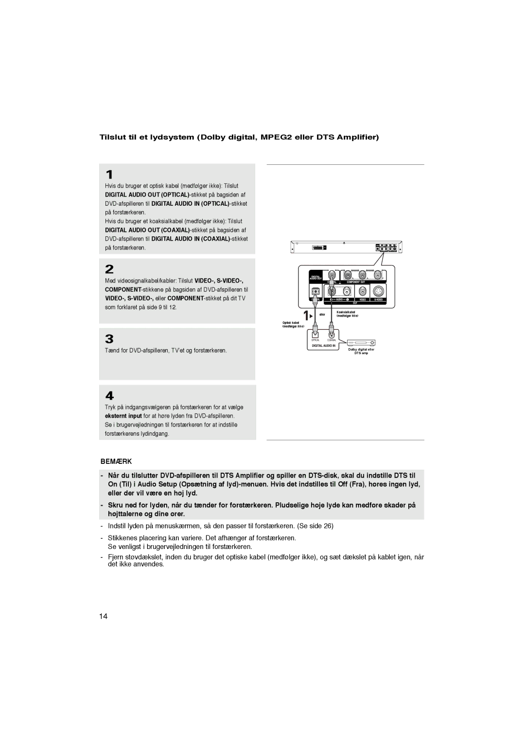 Samsung DVD-P365/XEE manual Dolby digital eller DTS amp 