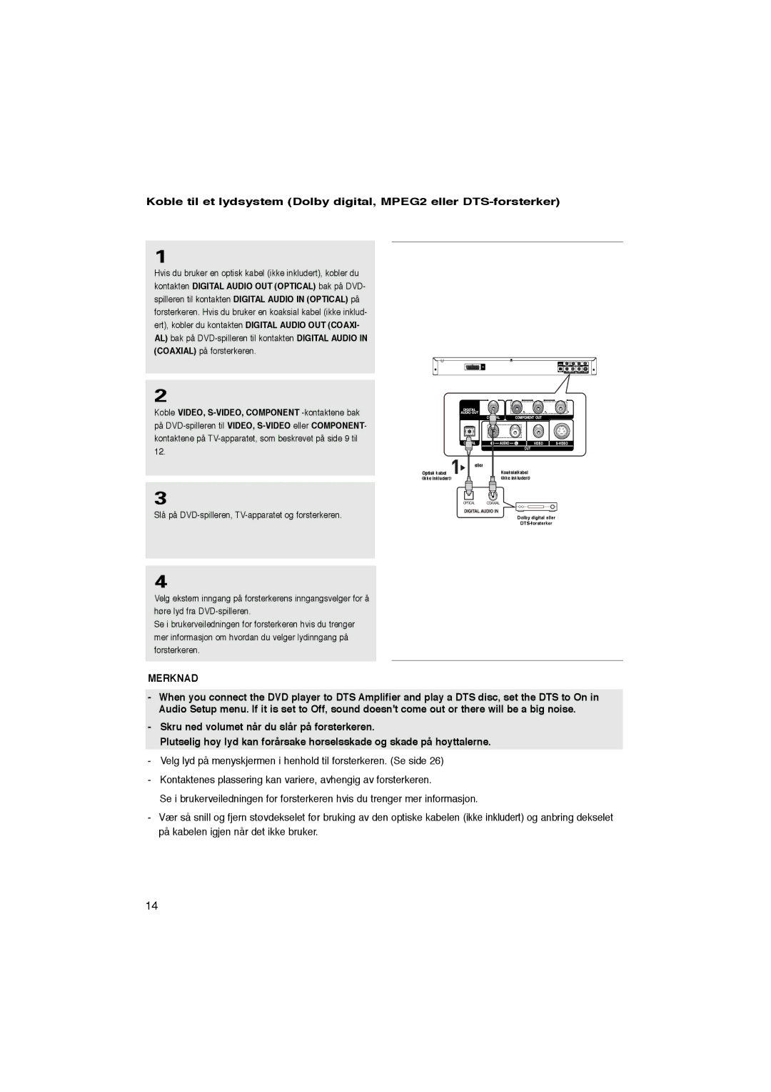 Samsung DVD-P365/XEE manual Merknad 