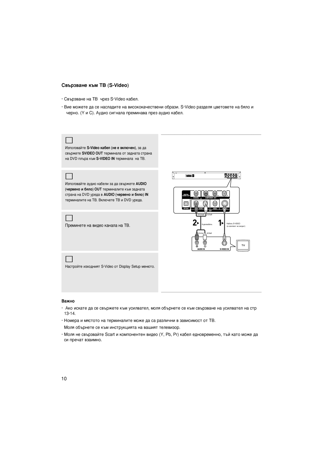 Samsung DVD-P370/XEC, DVD-P370/AUS, DVD-P370/EUR manual ‚˙Á‚‡ÌÂ Í˙Ï íÇ S-Video, ÂÏËÌÂÚÂ Ì‡ ‚Ë‰ÂÓ Í‡Ì‡Î‡ Ì‡ íÇ 