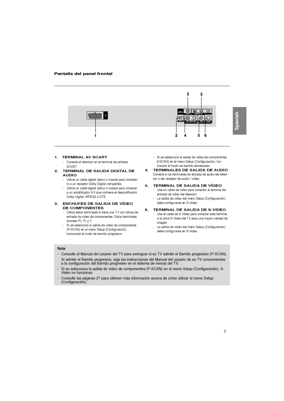 Samsung DVD-P370/EUR, DVD-P370/XEC manual Nota, Conecte al televisor en el terminal de entrada 