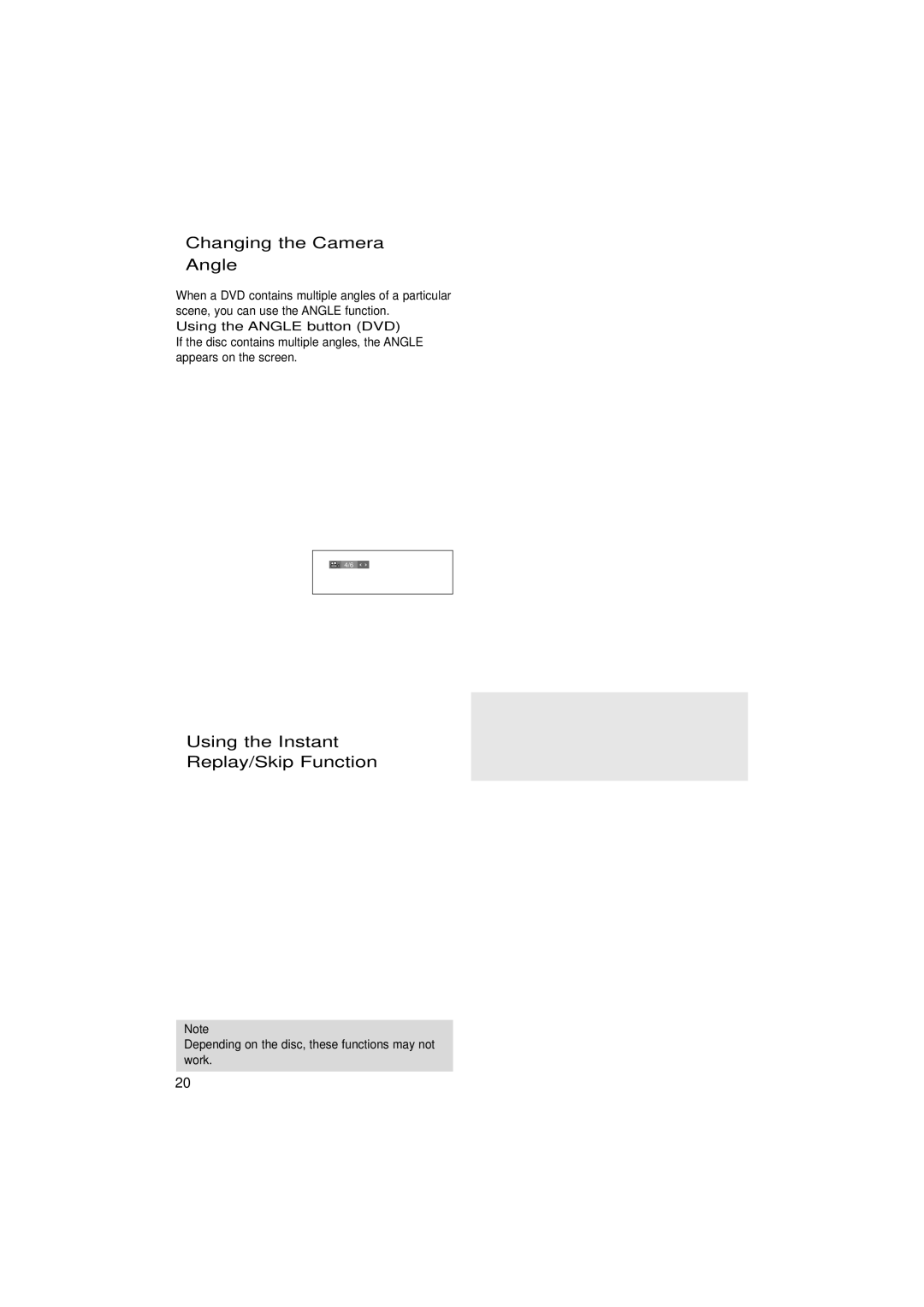 Samsung DVD-P375/UMG manual Changing the Camera Angle, Using the Bookmark Function, Using the Instant Replay/Skip Function 